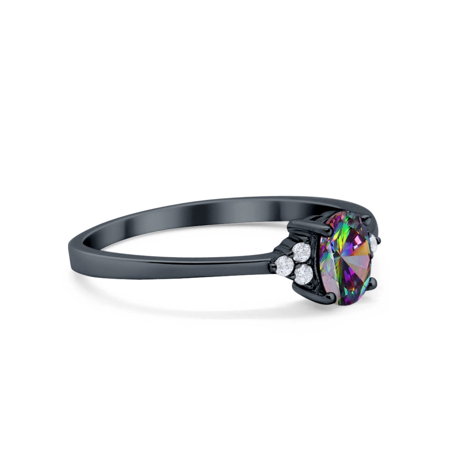 Art Deco Oval Engagement Ring Cubic Zirconia 925 Sterling Silver