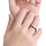 Full Eternity Stackable Band Ring Oval Created Opal 925 Sterling Silver