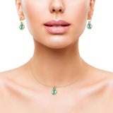 Clover Jewelry Matching Set Pendant Drop Dangle Earring Heart Created Opal 925 Sterling Silver