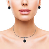 Jewelry Matching Set Pendant Earring Oval Simulated CZ 925 Sterling Silver