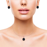 Jewelry Matching Set Pendant Earring Oval Simulated CZ 925 Sterling Silver