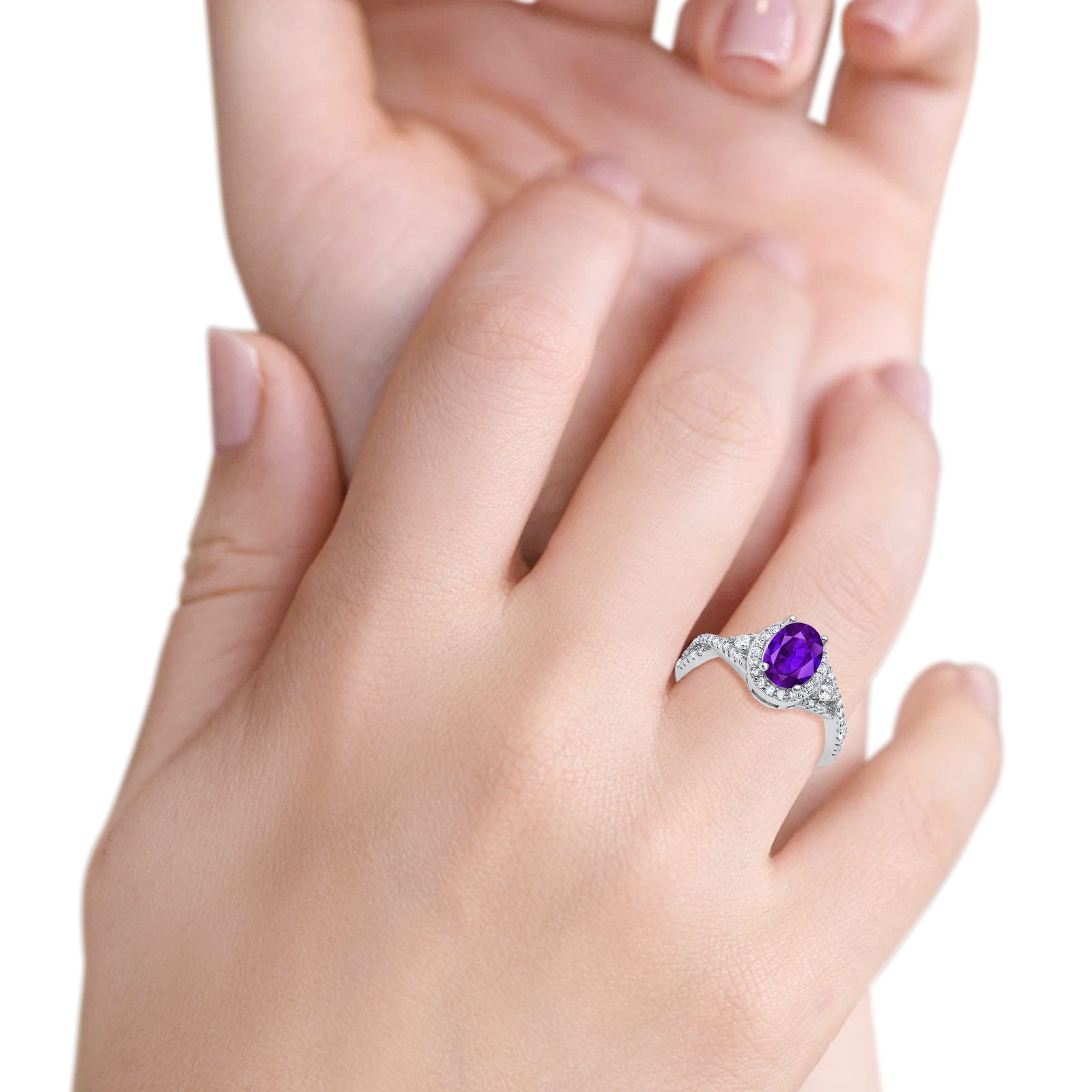 Halo Wedding Ring Simulated Cubic Zirconia 925 Sterling Silver