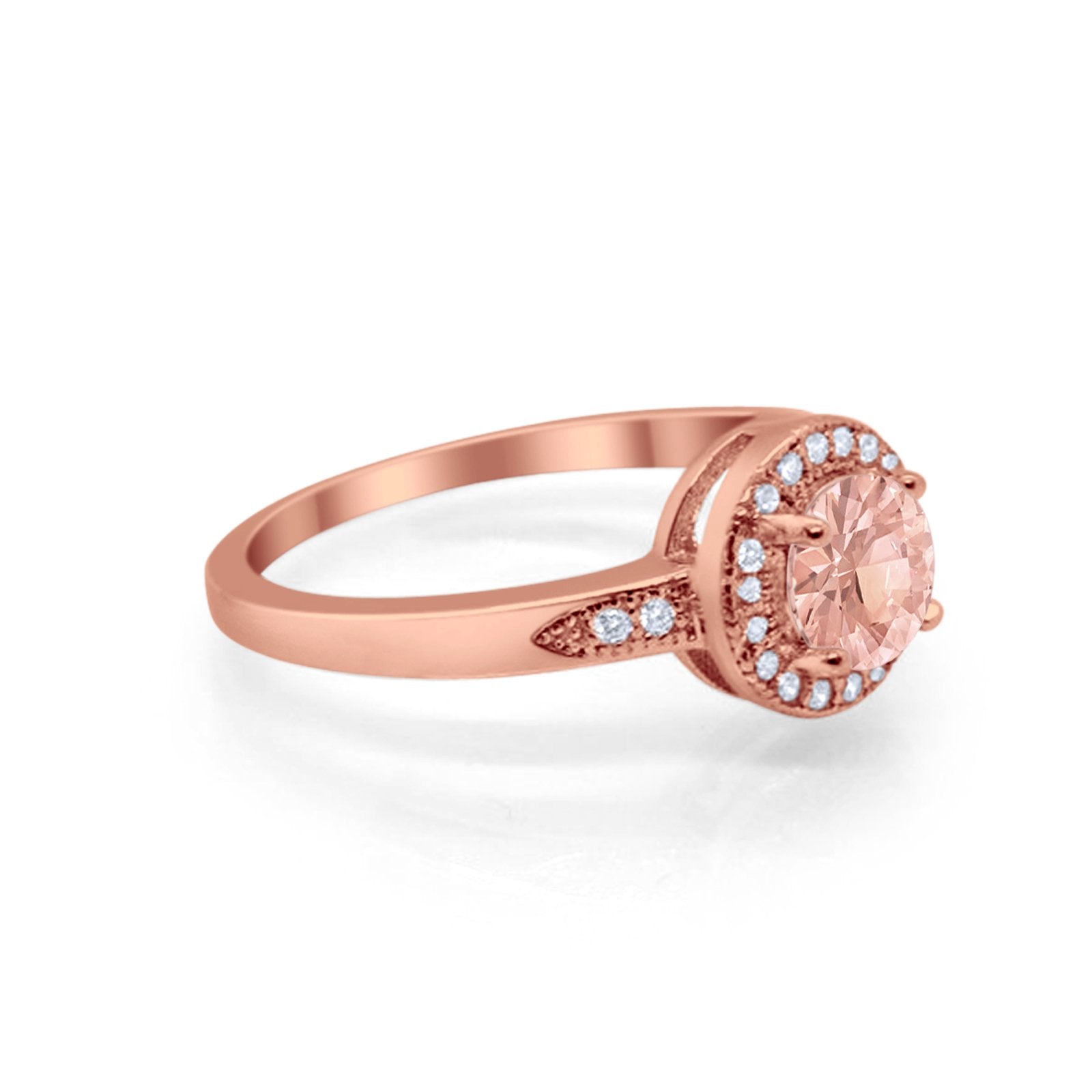 Halo Wedding Engagement Ring Round Cubic Zirconia 925 Sterling Silver SRO-16902
