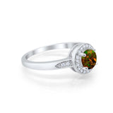 Halo Wedding Engagement Ring Round Cubic Zirconia 925 Sterling Silver -3