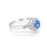 Halo Wedding Engagement Ring Round Cubic Zirconia 925 Sterling Silver -3