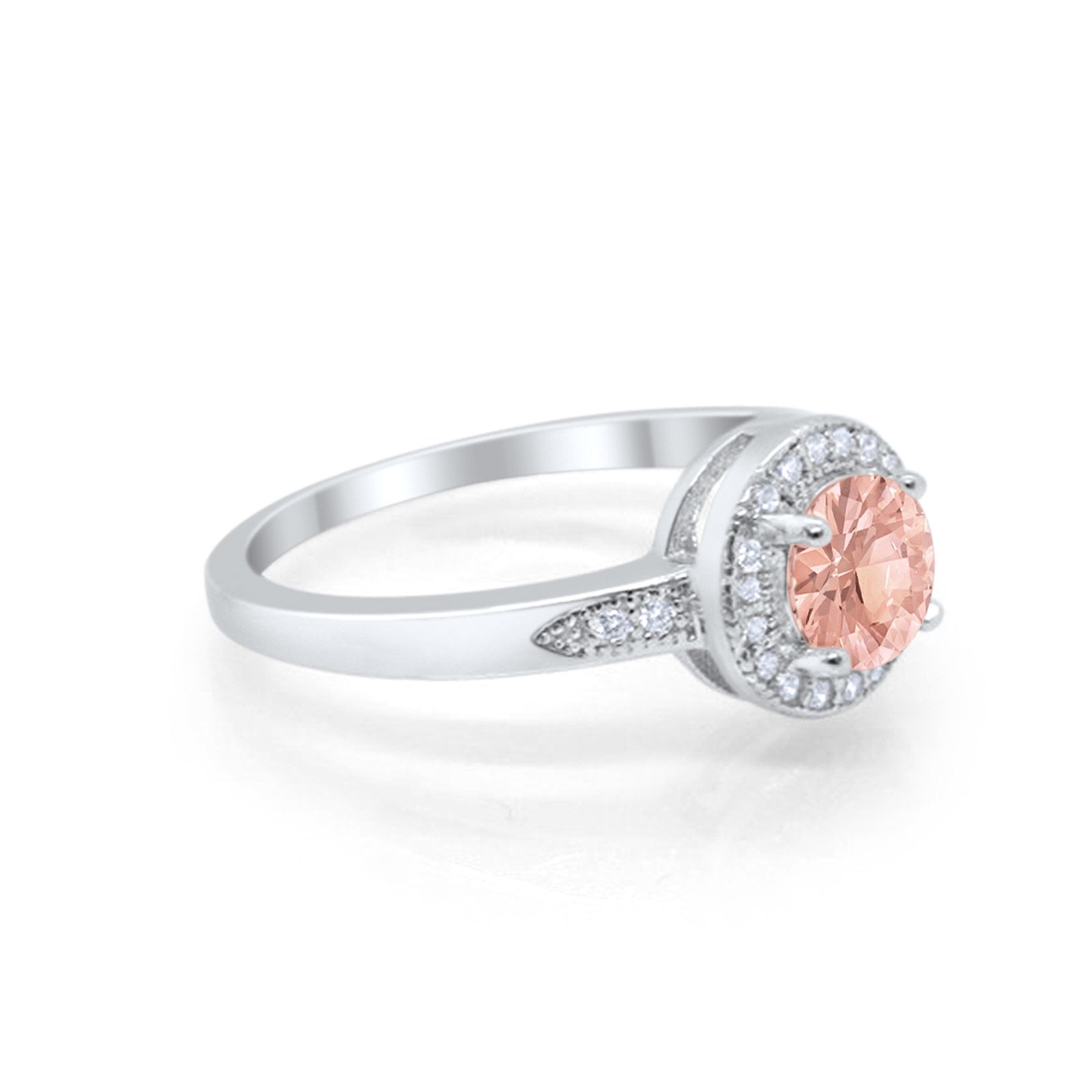 Halo Wedding Engagement Ring Round Cubic Zirconia 925 Sterling Silver SRO-16902