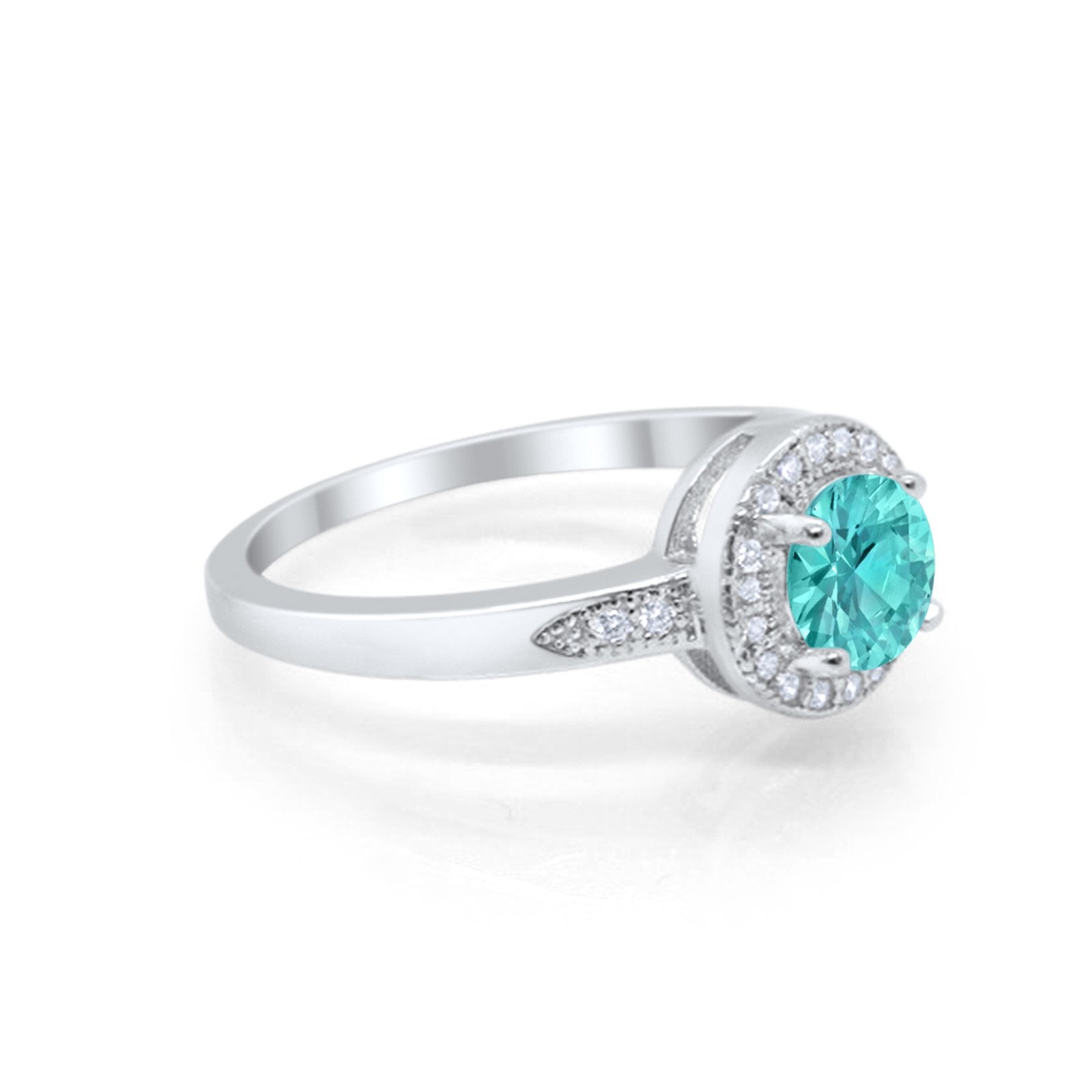 Halo Wedding Engagement Ring Round Cubic Zirconia 925 Sterling Silver -3