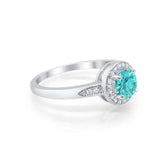 Halo Wedding Engagement Ring Round Cubic Zirconia 925 Sterling Silver -3