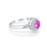Halo Wedding Engagement Ring Round Cubic Zirconia 925 Sterling Silver -3