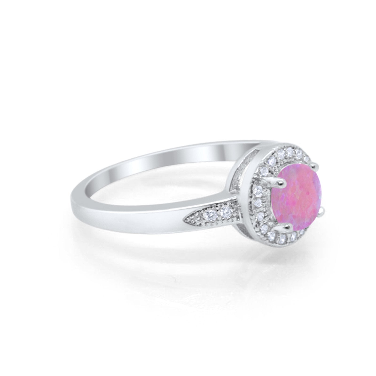 Halo Wedding Engagement Ring Round Cubic Zirconia 925 Sterling Silver -3