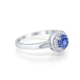 Halo Wedding Engagement Ring Round Cubic Zirconia 925 Sterling Silver -3