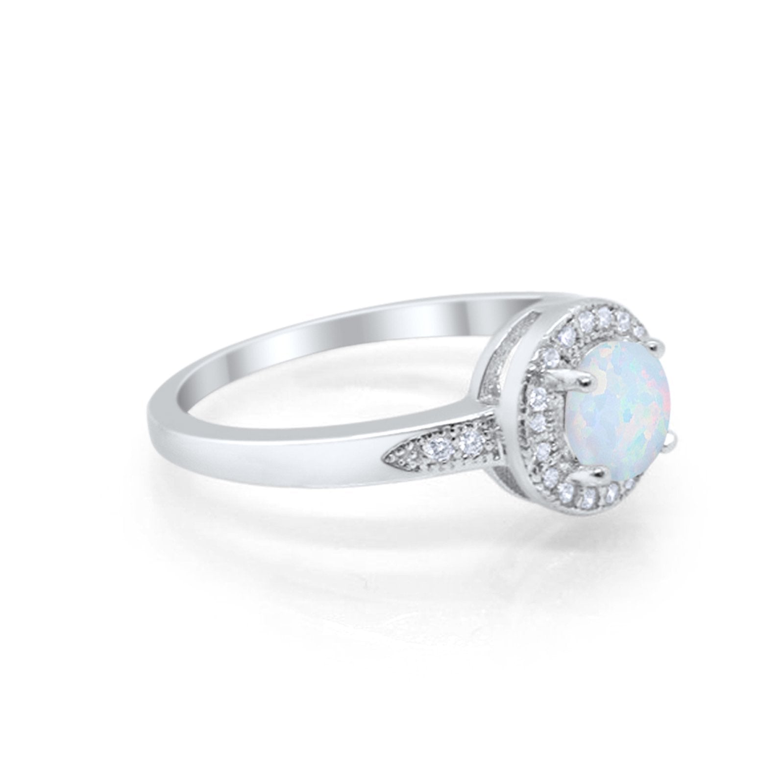 Halo Wedding Engagement Ring Round Cubic Zirconia 925 Sterling Silver SRO-16902