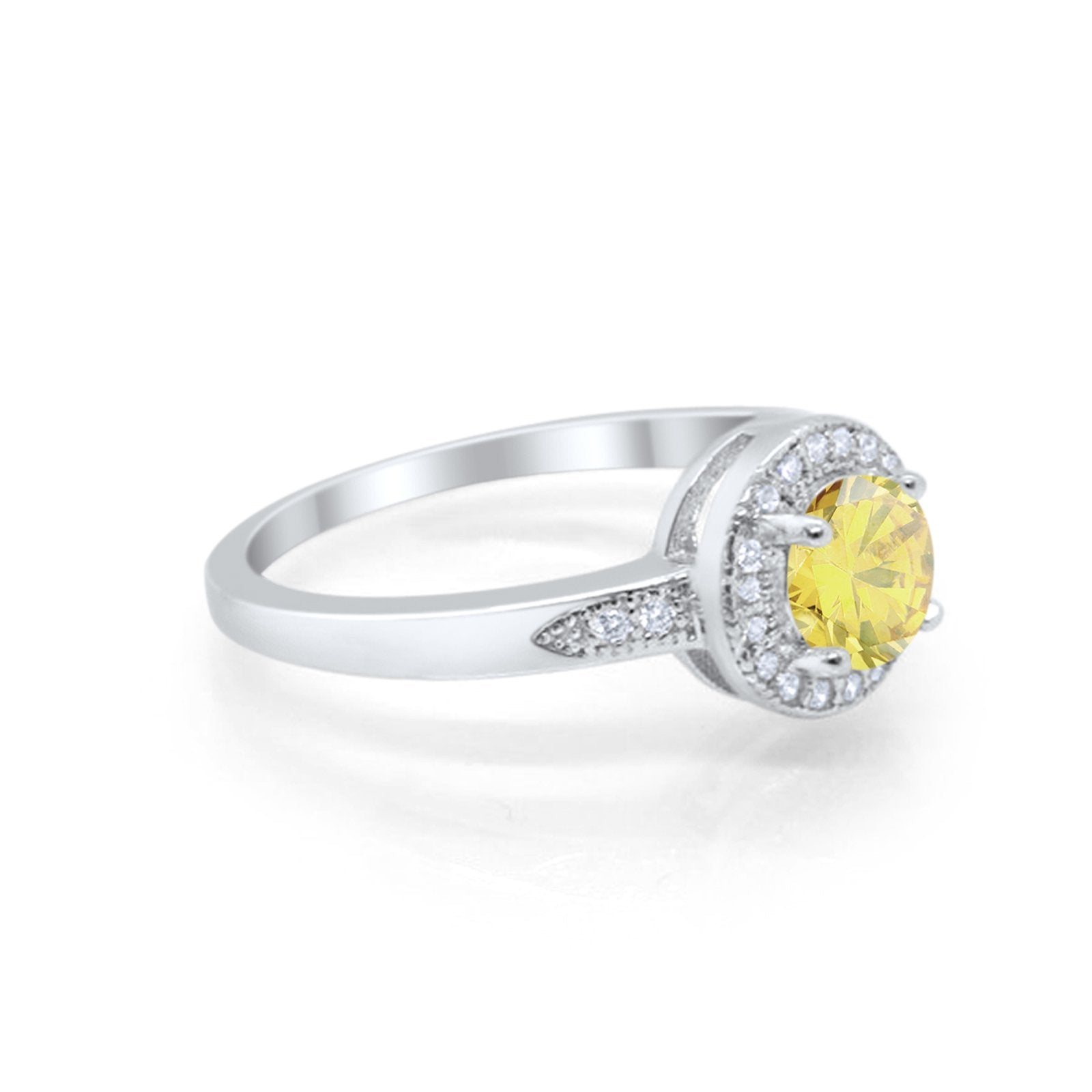 Halo Wedding Engagement Ring Round Cubic Zirconia 925 Sterling Silver -3