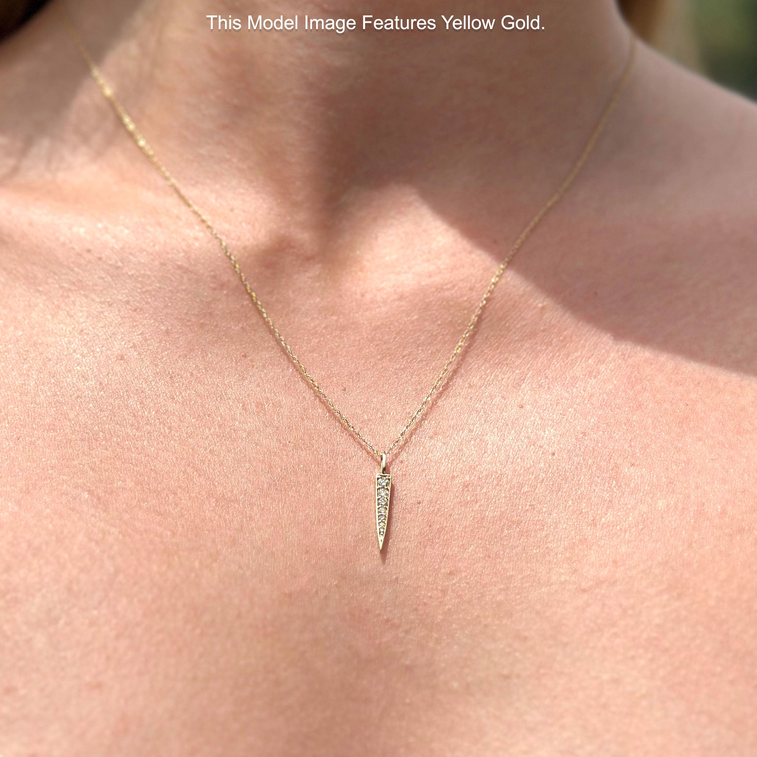 14K Gold 0.11ct Diamond Bar Drop Pendant Chain Necklace 18 In Long