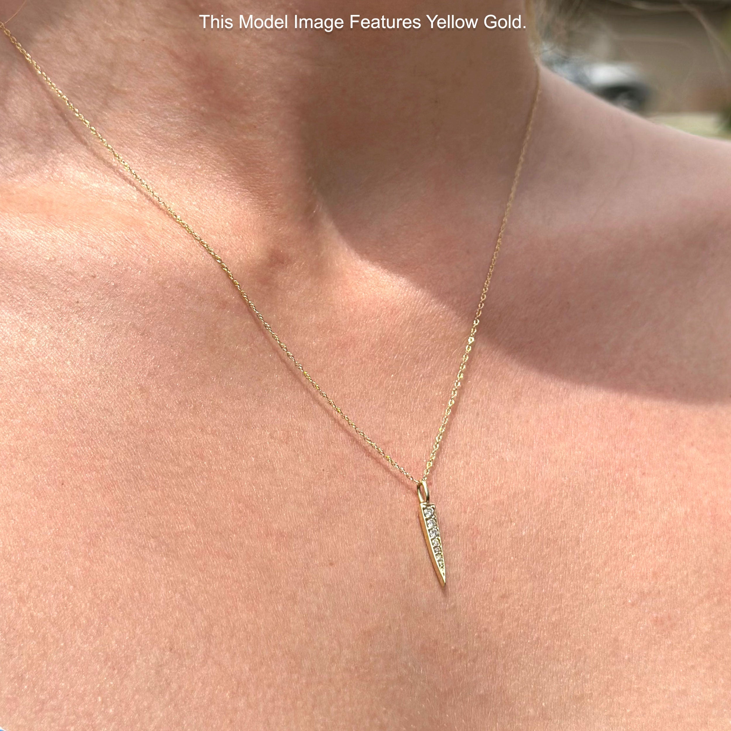 14K Gold 0.11ct Diamond Bar Drop Pendant Chain Necklace 18 In Long