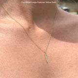 14K Gold 0.11ct Diamond Bar Drop Pendant Chain Necklace 18 In Long