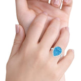 Teardrop Cocktail Engagement Ring Pear Simulated Cubic Zirconia 925 Sterling Silver