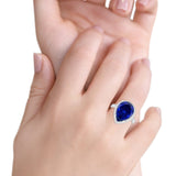 Teardrop Cocktail Engagement Ring Pear Simulated Cubic Zirconia 925 Sterling Silver