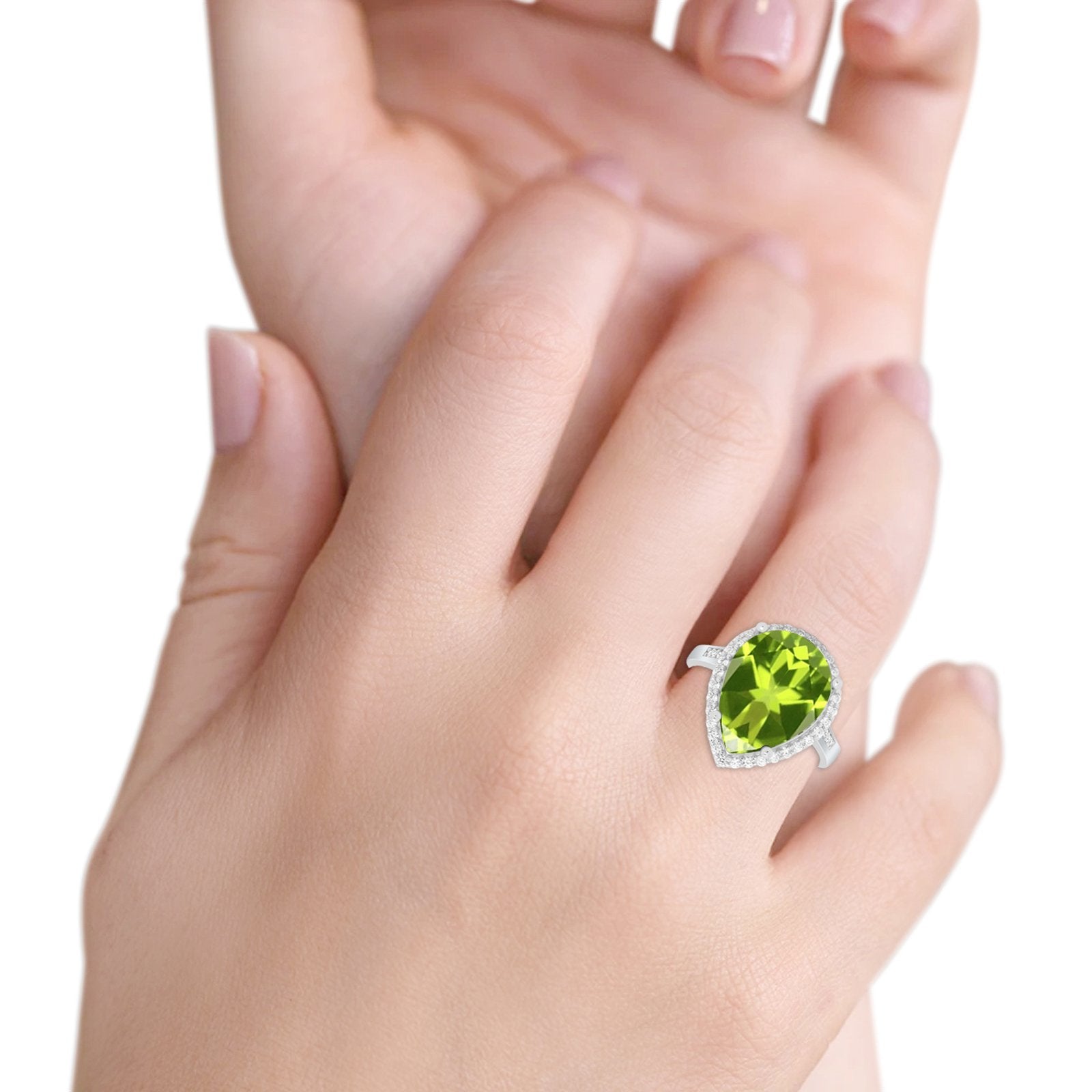 Teardrop Cocktail Engagement Ring Pear Simulated Cubic Zirconia 925 Sterling Silver