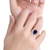 Teardrop Wedding Ring Round Simulated Cubic Zirconia 925 Sterling Silver BA1065