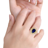 Teardrop Wedding Ring Round Simulated Cubic Zirconia 925 Sterling Silver BA1065