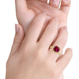 Halo Cushion Cut Engagement Ring Round Simulated Cubic Zirconia 925 Sterling Silver BA1066