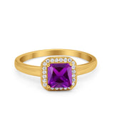 Halo Engagement Ring Simulated Cubic Zirconia 925 Sterling Silver
