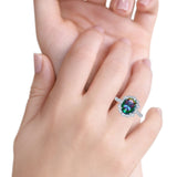 Large Oval Art Deco Wedding Ring Simulated Cubic Zirconia 925 Sterling Silver