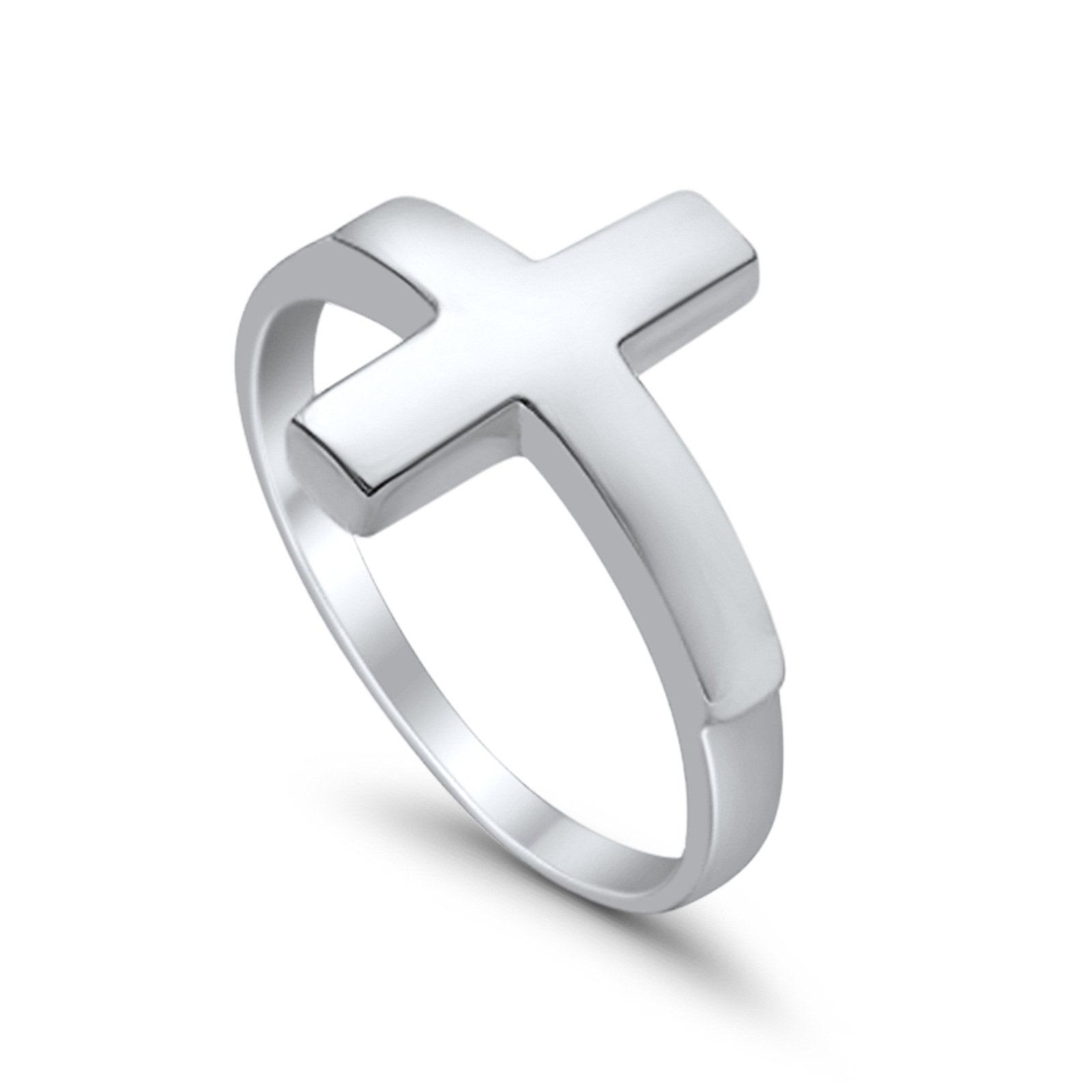 Fashion New Trend Cross Simple Plain Ring 925 Sterling Silver