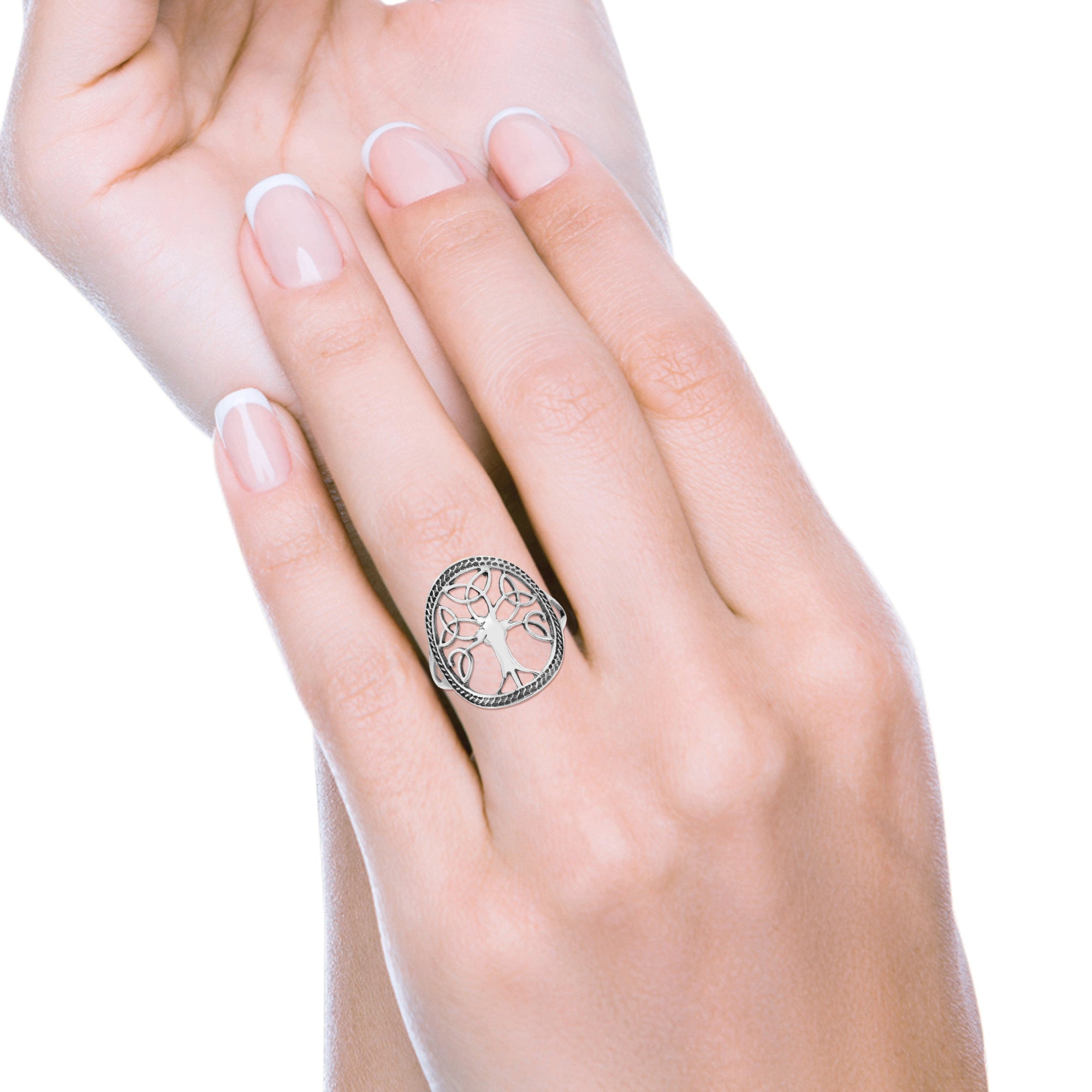 Generations New Design Celtic Tree Of Life Trending Oxidized Band Solid 925 Sterling Silver Thumb Ring 19mm