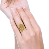 Filigree Leaves Circle Charm Tree of Life Statement Oxidized Band Solid 925 Sterling Silver Thumb Ring (27.5mm)