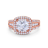 Halo Art Deco Wedding Ring Simulated Cubic Zirconia 925 Sterling Silver