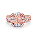 Halo Art Deco Wedding Ring Simulated Cubic Zirconia 925 Sterling Silver
