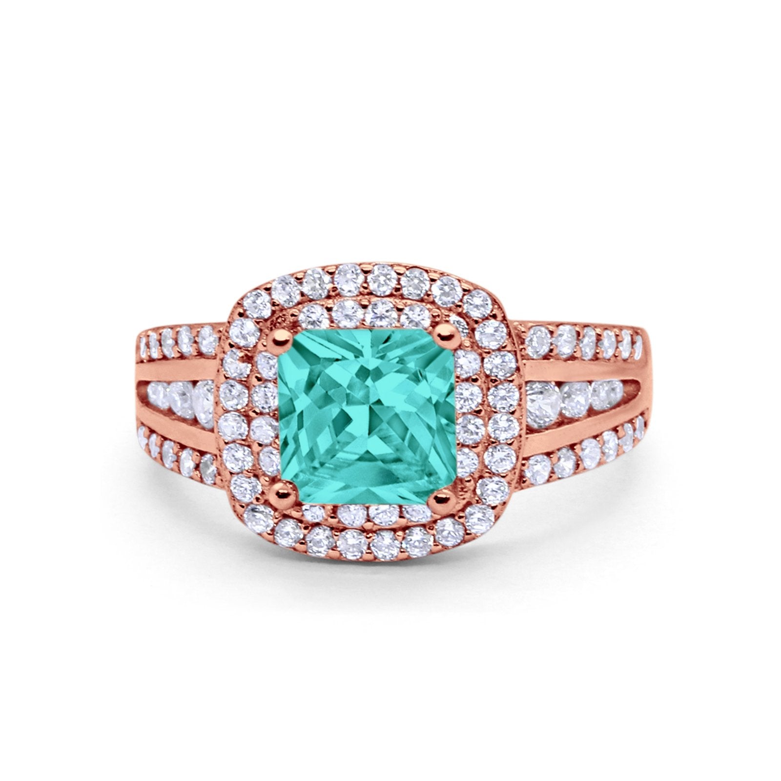 Halo Art Deco Wedding Ring Simulated Cubic Zirconia 925 Sterling Silver