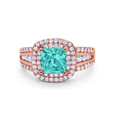 Halo Art Deco Wedding Ring Simulated Cubic Zirconia 925 Sterling Silver
