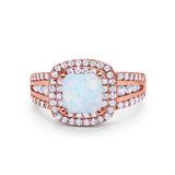 Halo Art Deco Wedding Ring Simulated Cubic Zirconia 925 Sterling Silver
