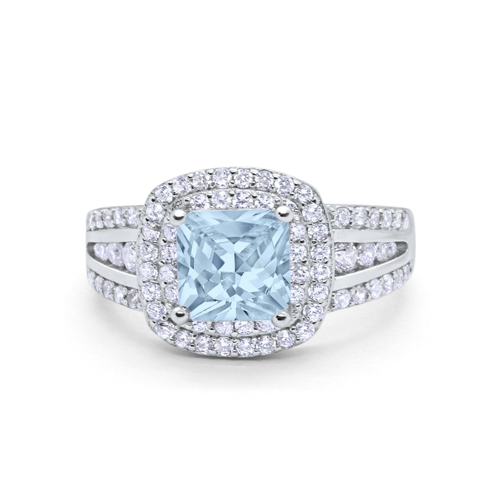 Halo Art Deco Wedding Ring Simulated Cubic Zirconia 925 Sterling Silver