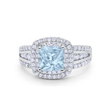 Halo Art Deco Wedding Ring Simulated Cubic Zirconia 925 Sterling Silver