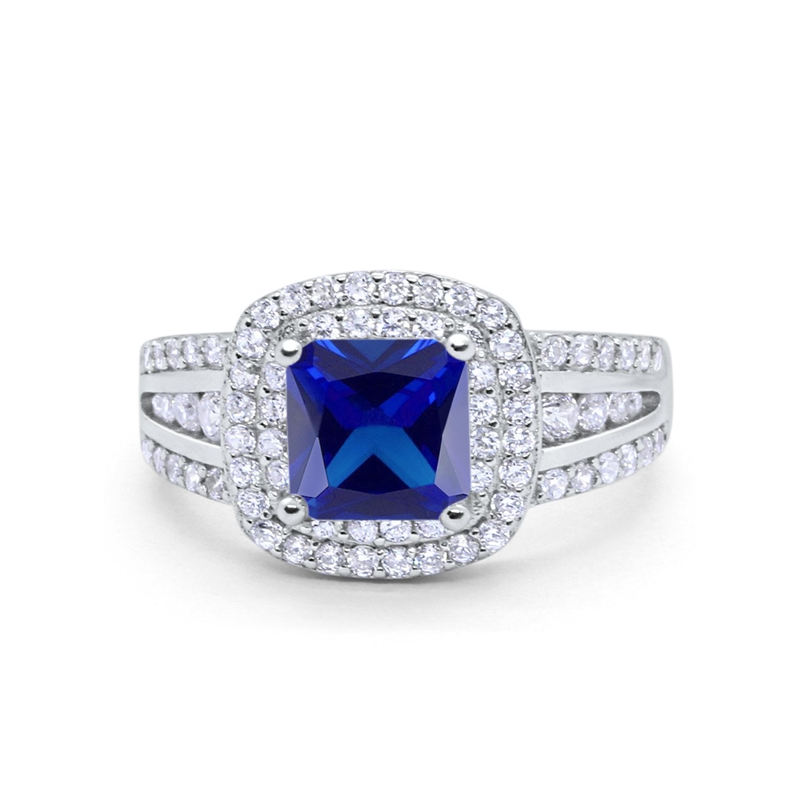 Halo Art Deco Wedding Ring Simulated Cubic Zirconia 925 Sterling Silver