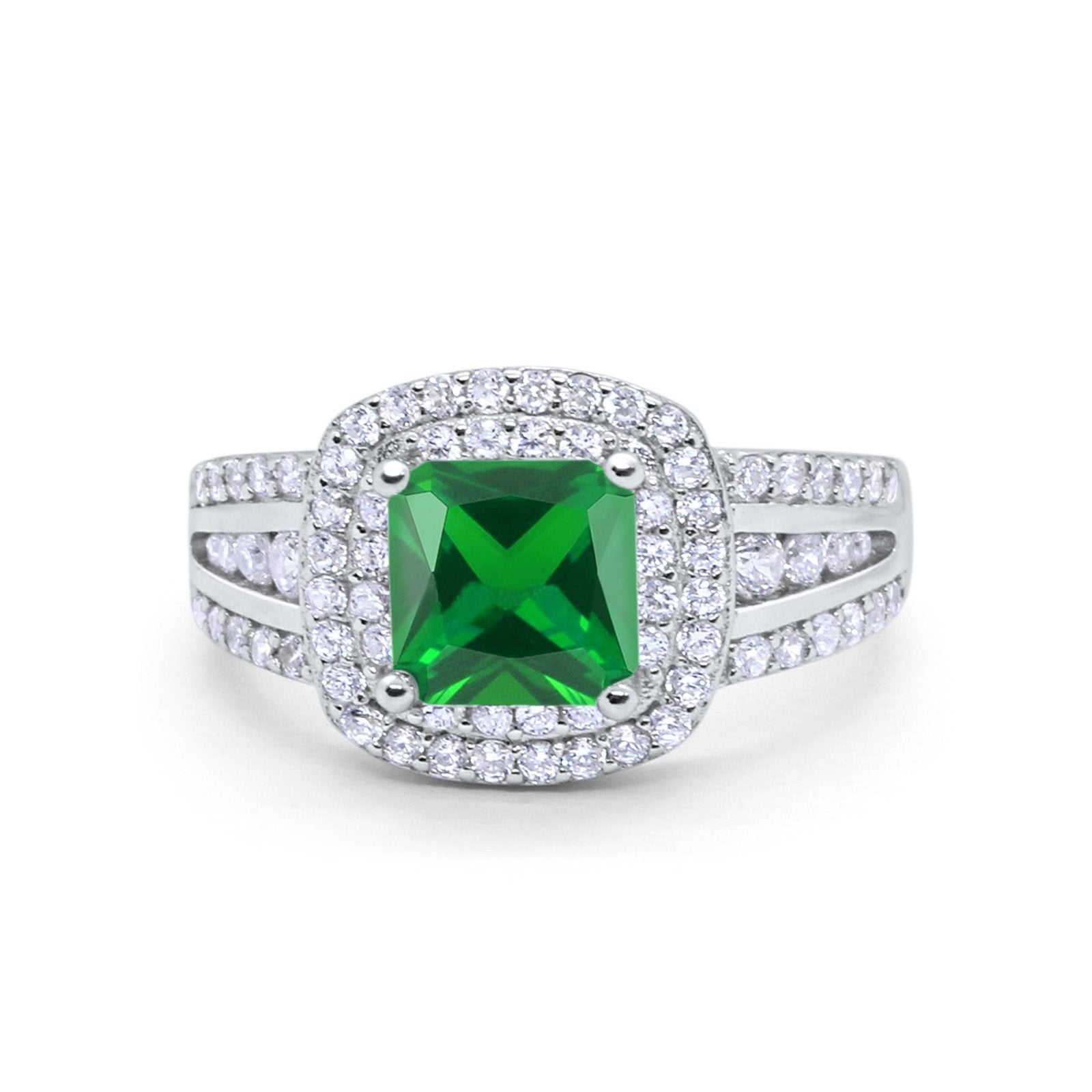 Halo Art Deco Wedding Ring Simulated Cubic Zirconia 925 Sterling Silver