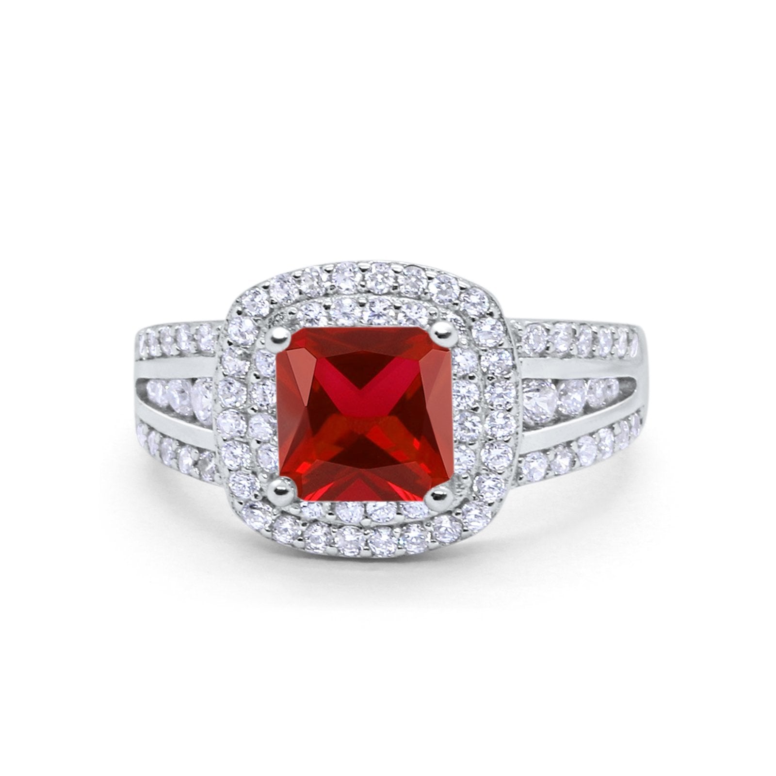 Halo Art Deco Wedding Ring Simulated Cubic Zirconia 925 Sterling Silver