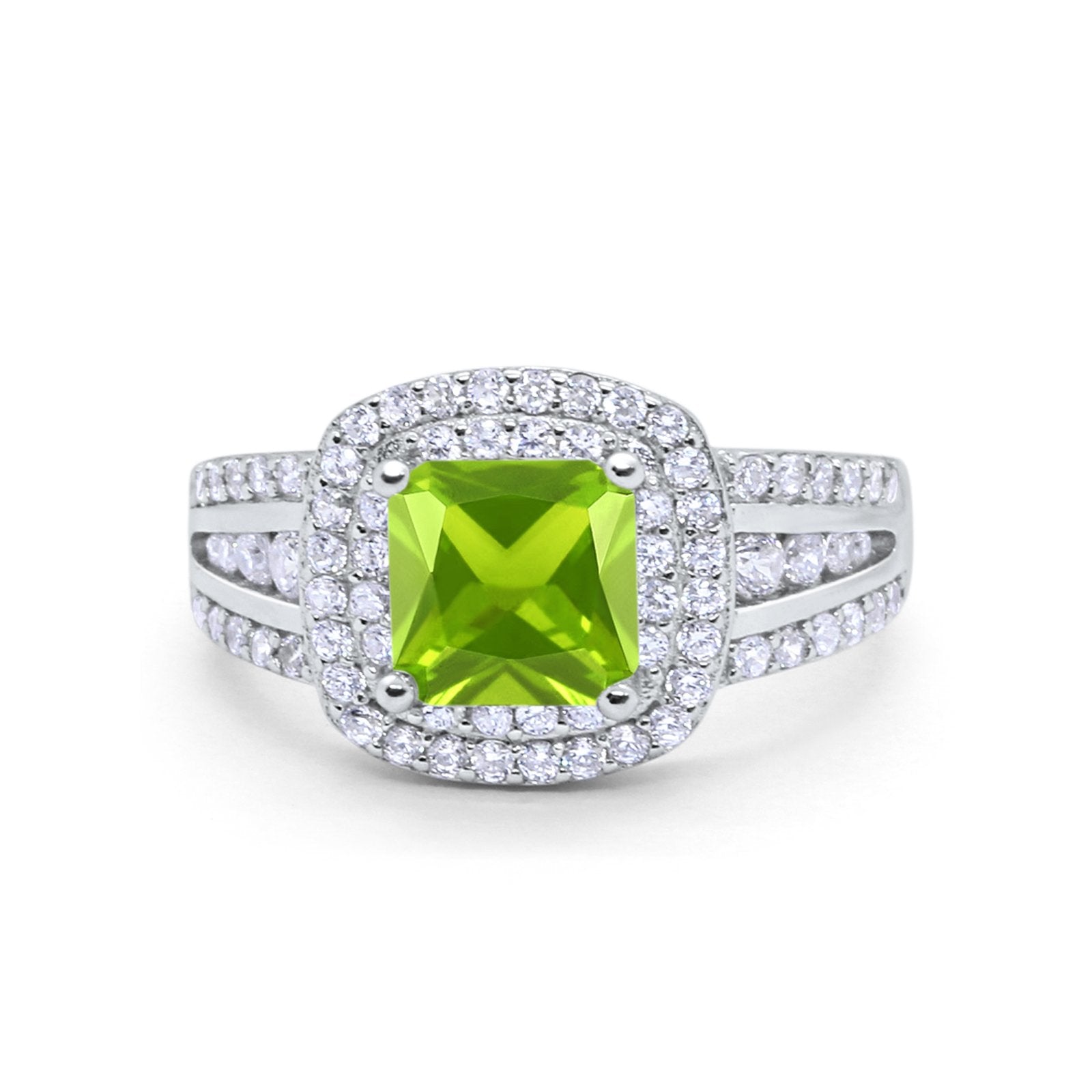 Halo Art Deco Wedding Ring Simulated Cubic Zirconia 925 Sterling Silver