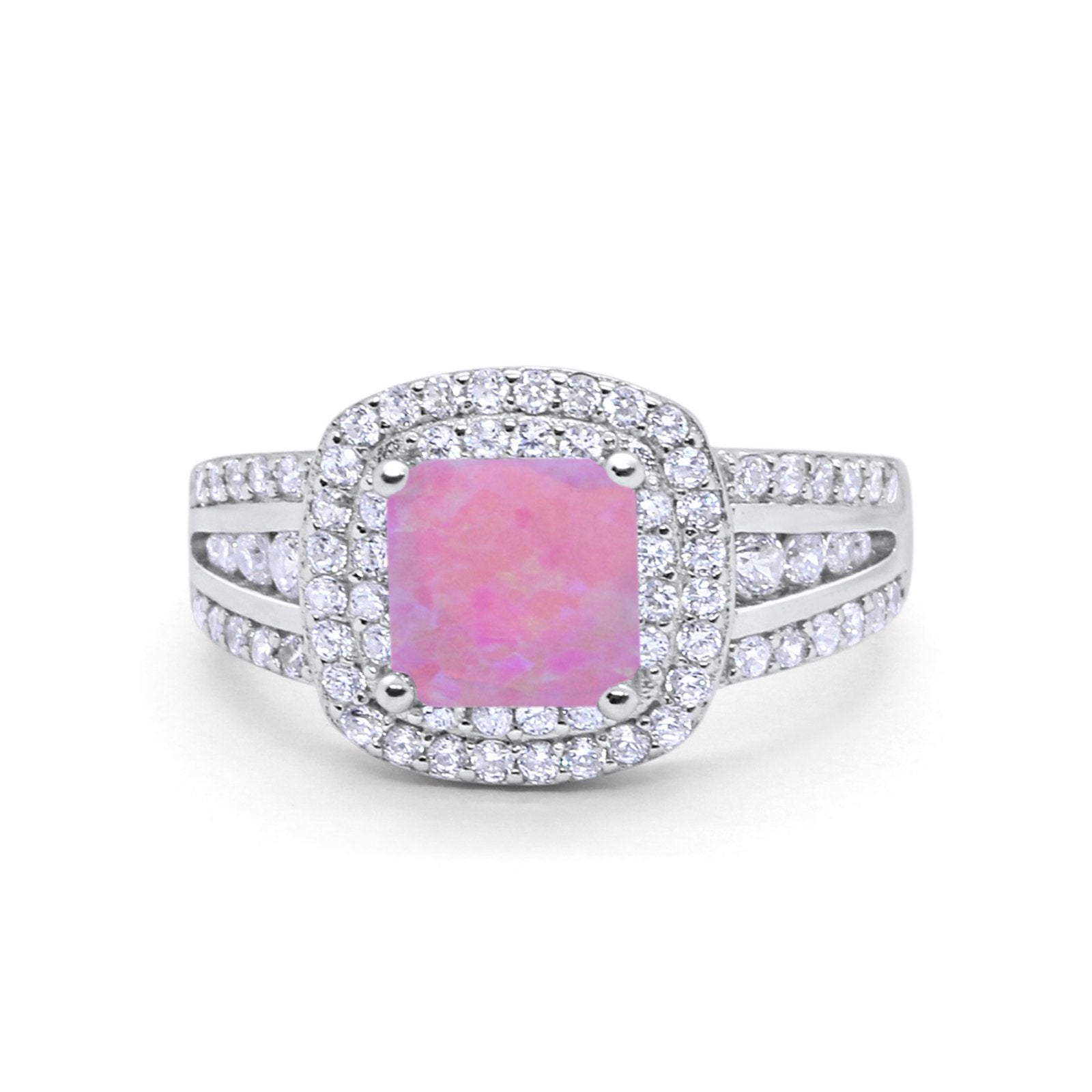 Halo Art Deco Wedding Ring Simulated Cubic Zirconia 925 Sterling Silver