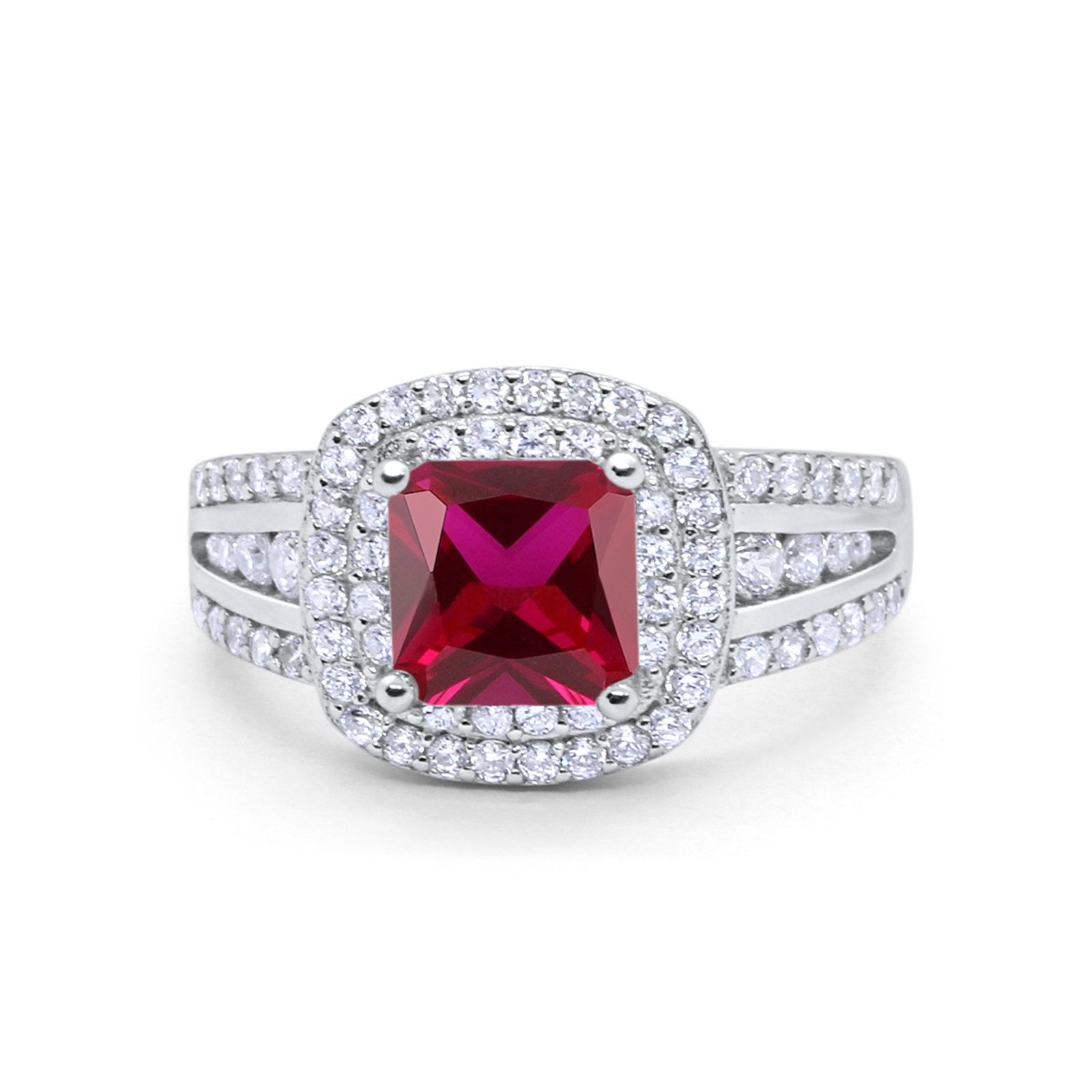 Halo Art Deco Wedding Ring Simulated Cubic Zirconia 925 Sterling Silver