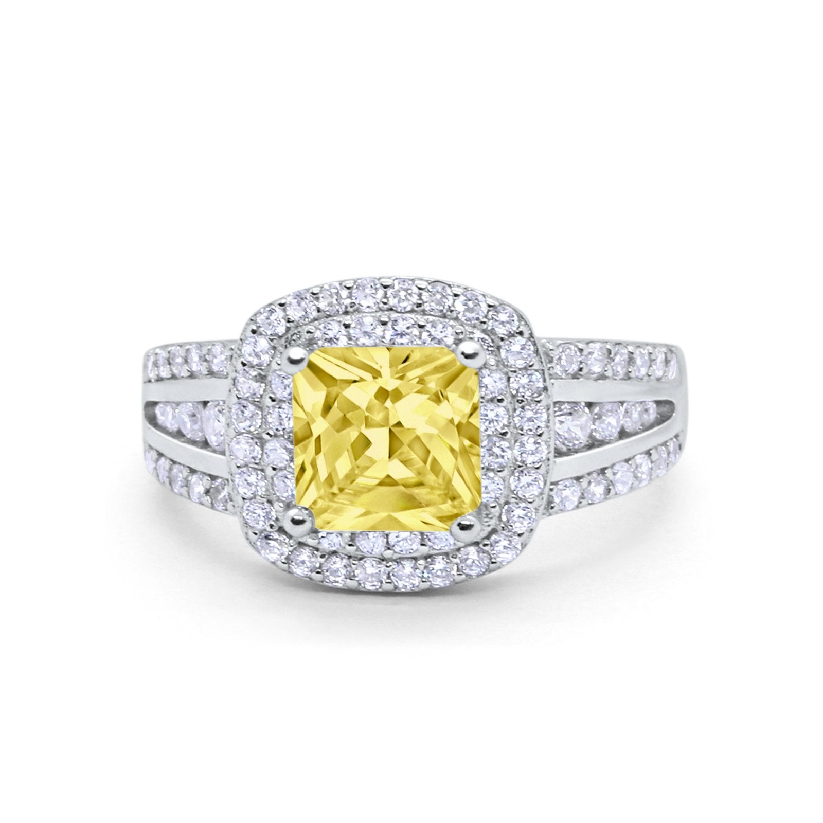 Halo Art Deco Wedding Ring Simulated Cubic Zirconia 925 Sterling Silver