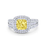 Halo Art Deco Wedding Ring Simulated Cubic Zirconia 925 Sterling Silver