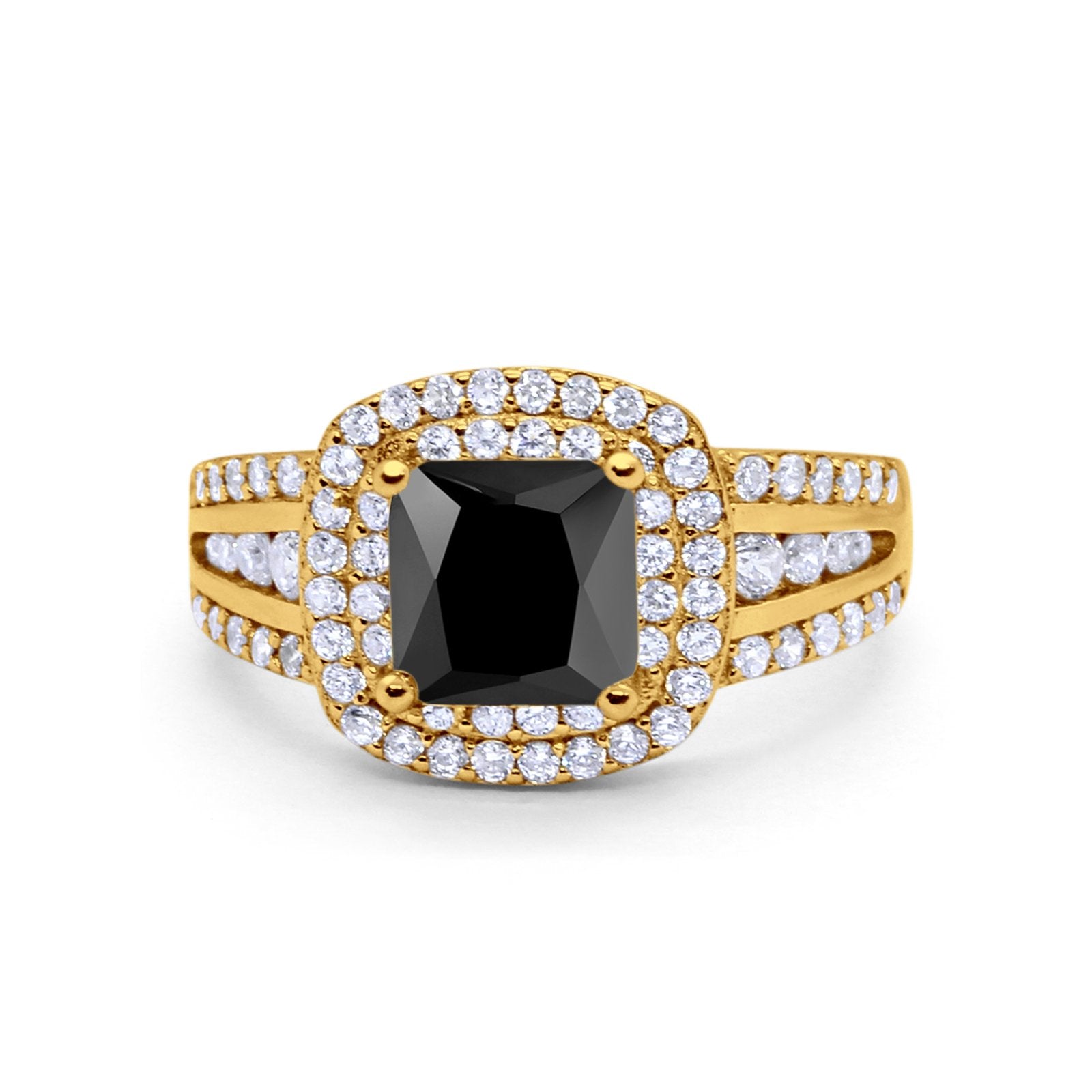Halo Art Deco Wedding Ring Simulated Cubic Zirconia 925 Sterling Silver