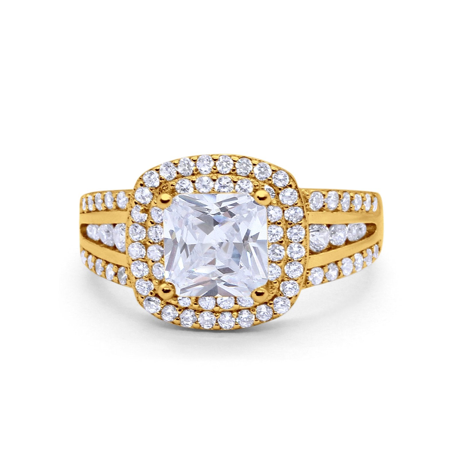 Halo Art Deco Wedding Ring Simulated Cubic Zirconia 925 Sterling Silver