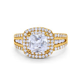 Halo Art Deco Wedding Ring Simulated Cubic Zirconia 925 Sterling Silver