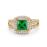 Halo Art Deco Wedding Ring Simulated Cubic Zirconia 925 Sterling Silver